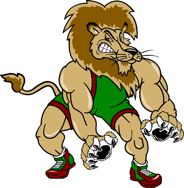 Lions Wrestling mascot team decal. Proclaim team spirit! 